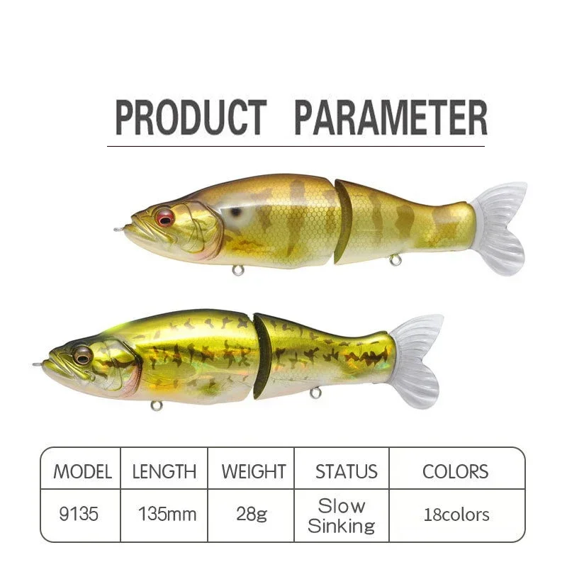 135mm 30g Swimbait Fishing Lure Multi Joint Slow Sinking Bait Wobbler Artificiall Hard bait Bass Pike Sea Fishing