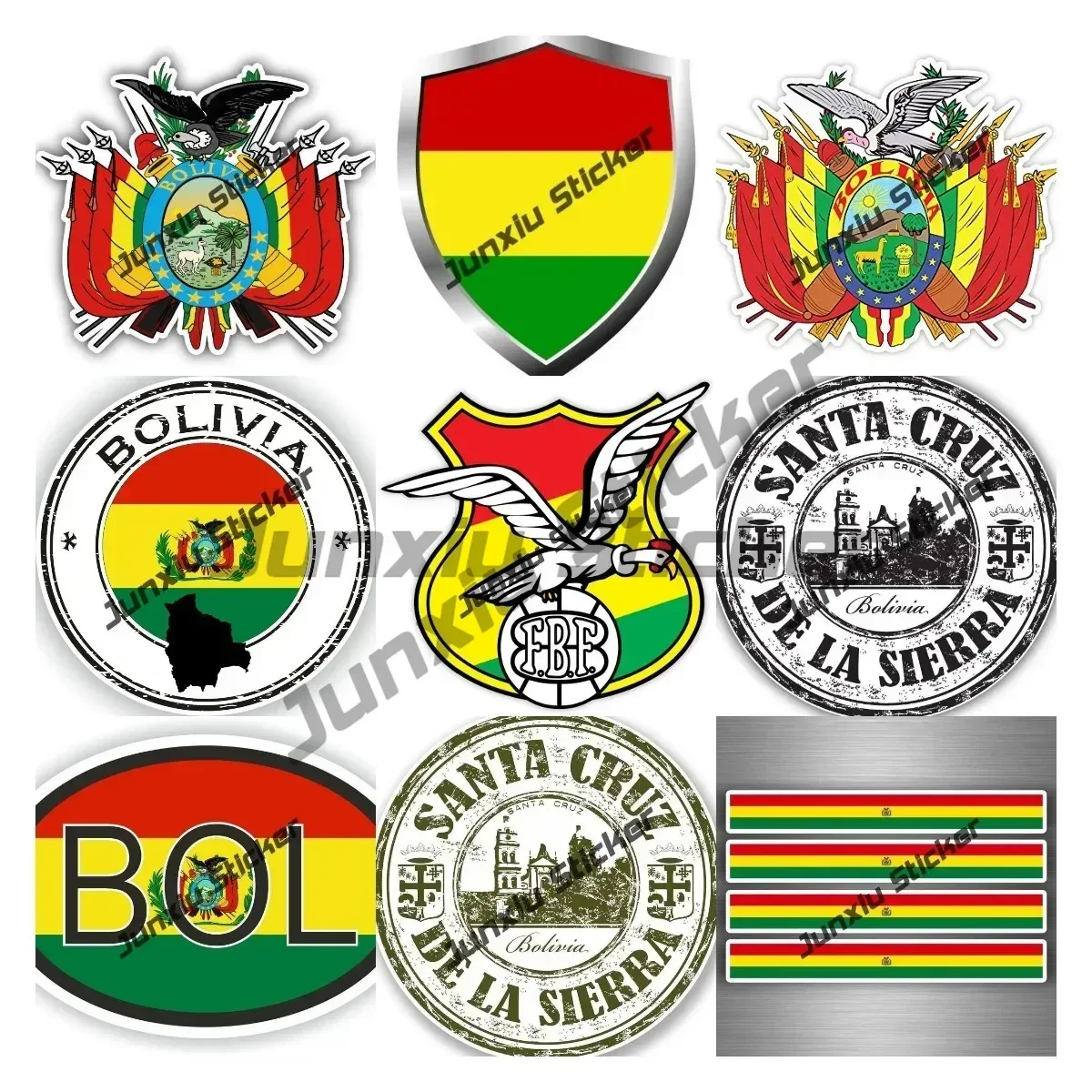 

Bolivia Coat of Arms Flag Emblem Sucre Santa Cruz City City Travel Bolivia Round Seal Glue Sticker Accessories for Bumper Truck