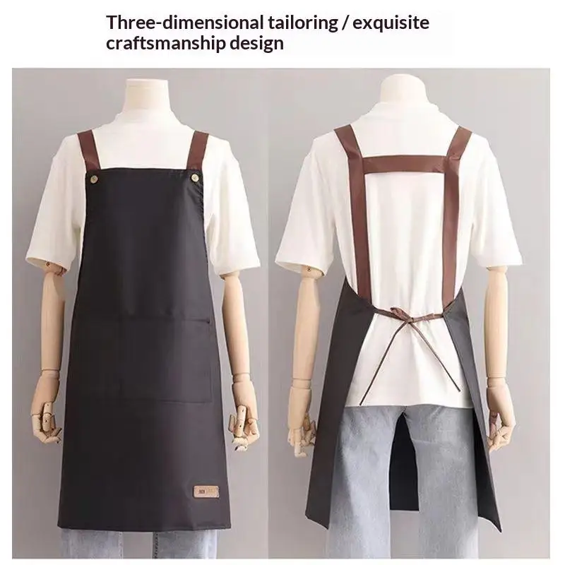 Waterproof And Oil Proof Apron For Home Kitchen Cooking Restaurant Cafe And Work Solid Color Apron