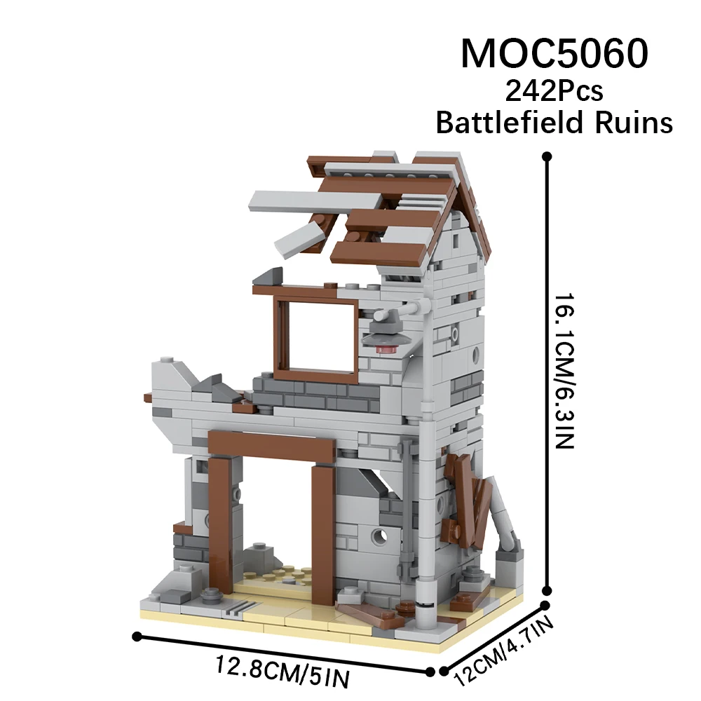 MOC5060 Military Architectural Brick City Ruin War Street View Compatible Action Figure Building Block Toy For Children Kid Gift