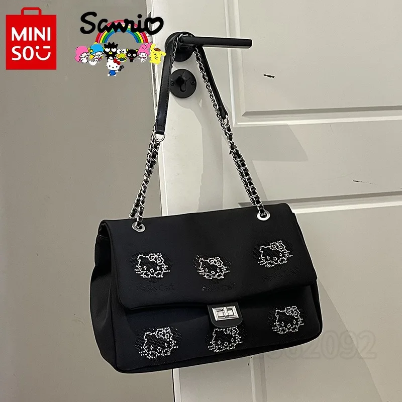 Hello Kitty New Women\'s Shoulder Bag Fashion Women\'s Bag Cartoon with Diamond Women\'s Handbag High Quality and Large Capacity