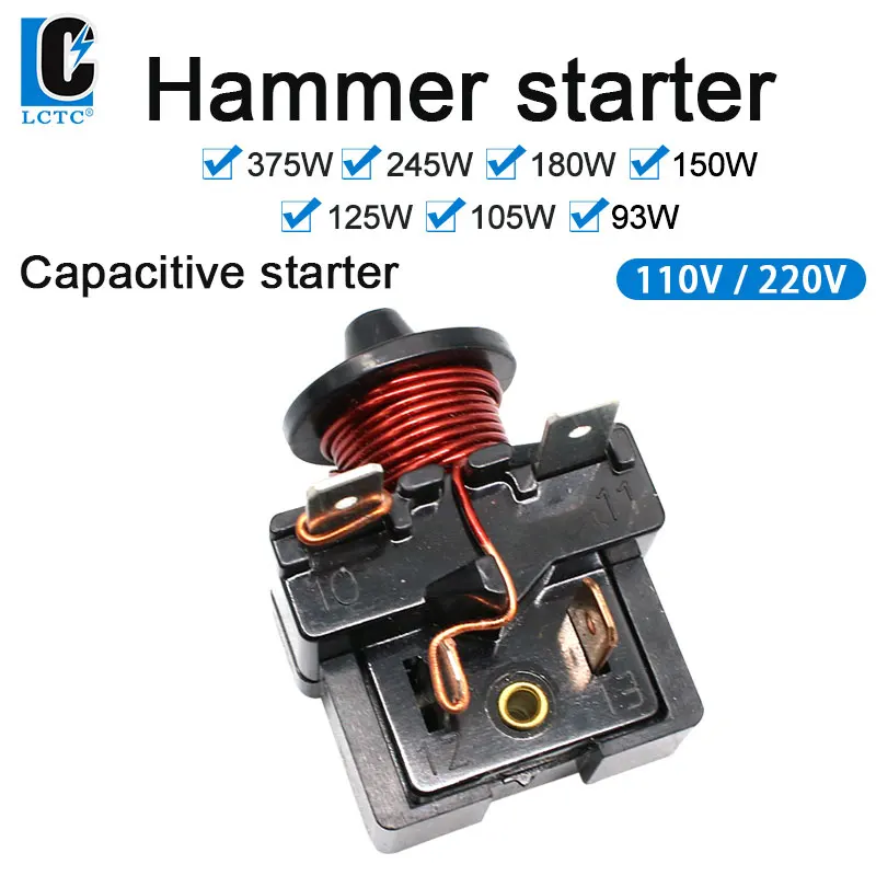 

LCTC Refrigerator Compressor Starter Relay For Refrigerator 110V 220V Hisne Voltage Cooling Relay Hammer Starter Short DRS