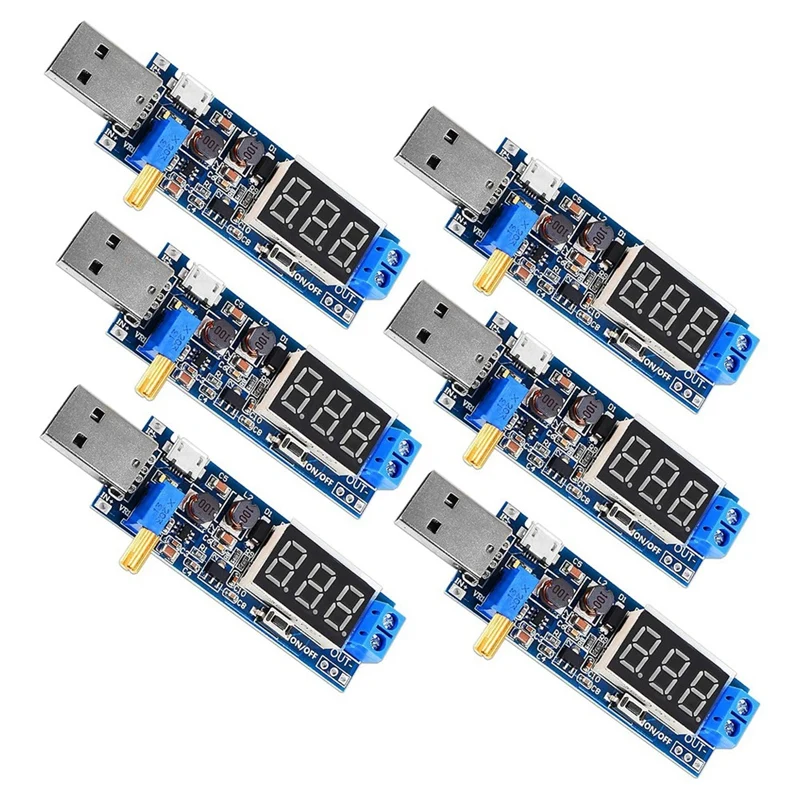 6Pcs USB Buck Boost Converter Kit 3.5V-12V To 1.2V-24V DC-DC Step Up Step Down Power Supply Module Voltage Regulator Set Kit