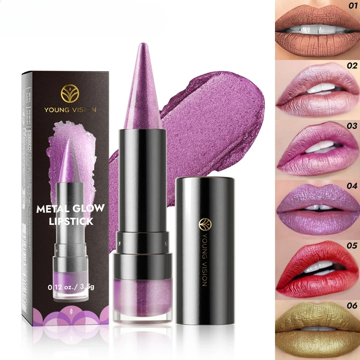 長持ちしやすい発色の良いノンスティックカップリップスティック6色マットパールファイングリッターダイヤモンド両用リップスティック