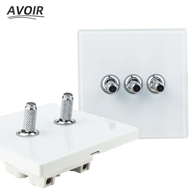 

Avoir White Glass Wall Light Switch LED Retro Lever Toggle Switch Electrical Sockets And Switches EU FR Outlets Fan Dimmer 220V