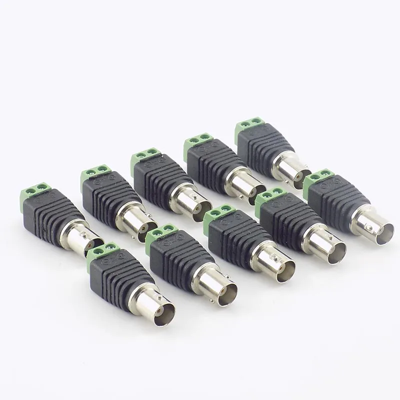10PCS 12V BNC Female Jack Adapter Plug Video Balun Converter BNC Connector for Led Strip Light DVR CCTV Camera Power C6