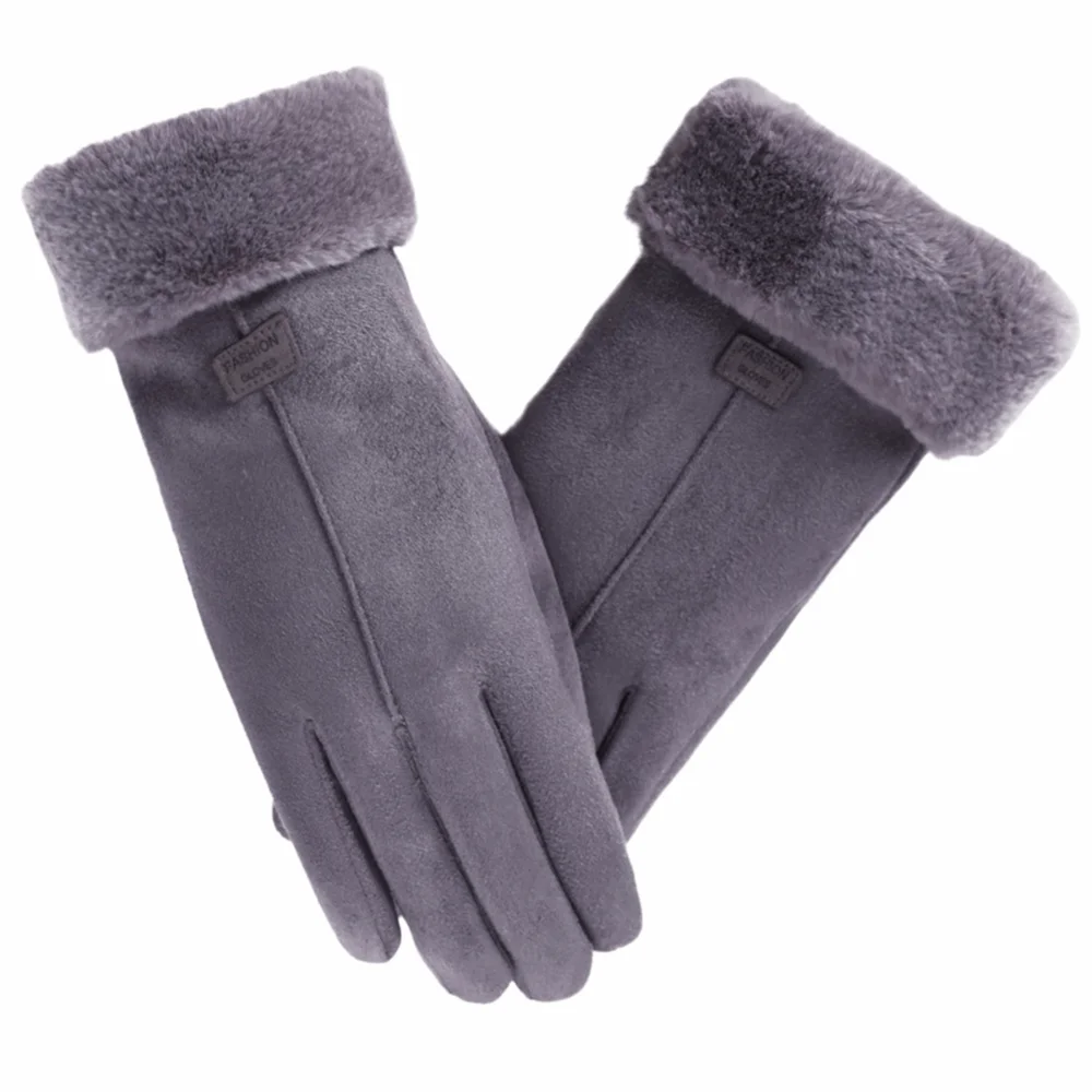 

Fashion Windproof Suede Gloves Soft Touch Screen Full Fingers Mittens Warm Comfortable Women Winter Gloves Girls