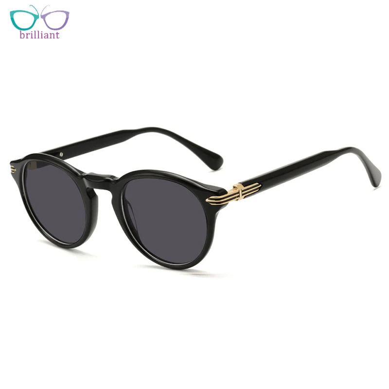 2024 New Personalized Fashion Black Round Acetate Sunglasses Men  Women Premium UV400 Outdoor Handmade Driving Brand Sun Glasses