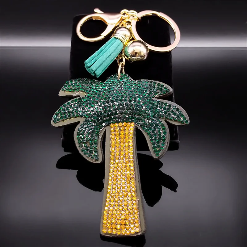 Coconut Tree Palm Key Chain for Women Men Gold Color Alloy Keyring Ornament Bag Purse Charm Accessories Jewelry llavero KS01