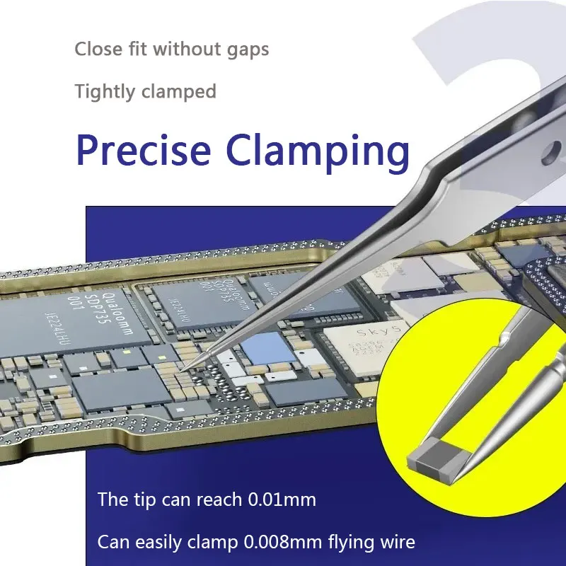 

MECHANIC KA-14 Micron Extra Tip Tweezers 0.01mm Precision Non-Magnetic Stainless Steel for Phone/Computer IC/Fly Wire Repair