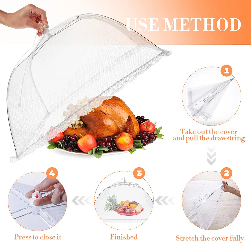 

3pcs Mesh Food Covers Vegetable Net for Outdoor Dining Pool Party Dish Tent Foldable Insect Proof Lightweight Portable