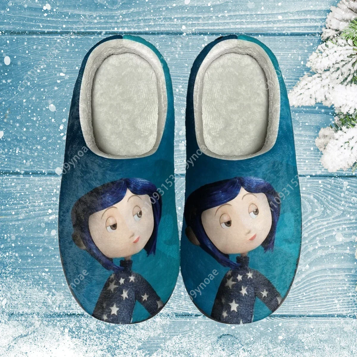 Coraline Anime zapatilla de algodón suave Otoño Invierno cálido punta cerrada interior hogar dormitorio zapatos de algodón zapatillas casuales