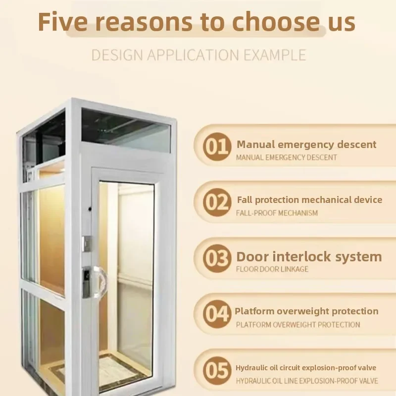 Small villa elevator, multi-storey self-built room indoor and outdoor hydraulic traction duplex home elevator