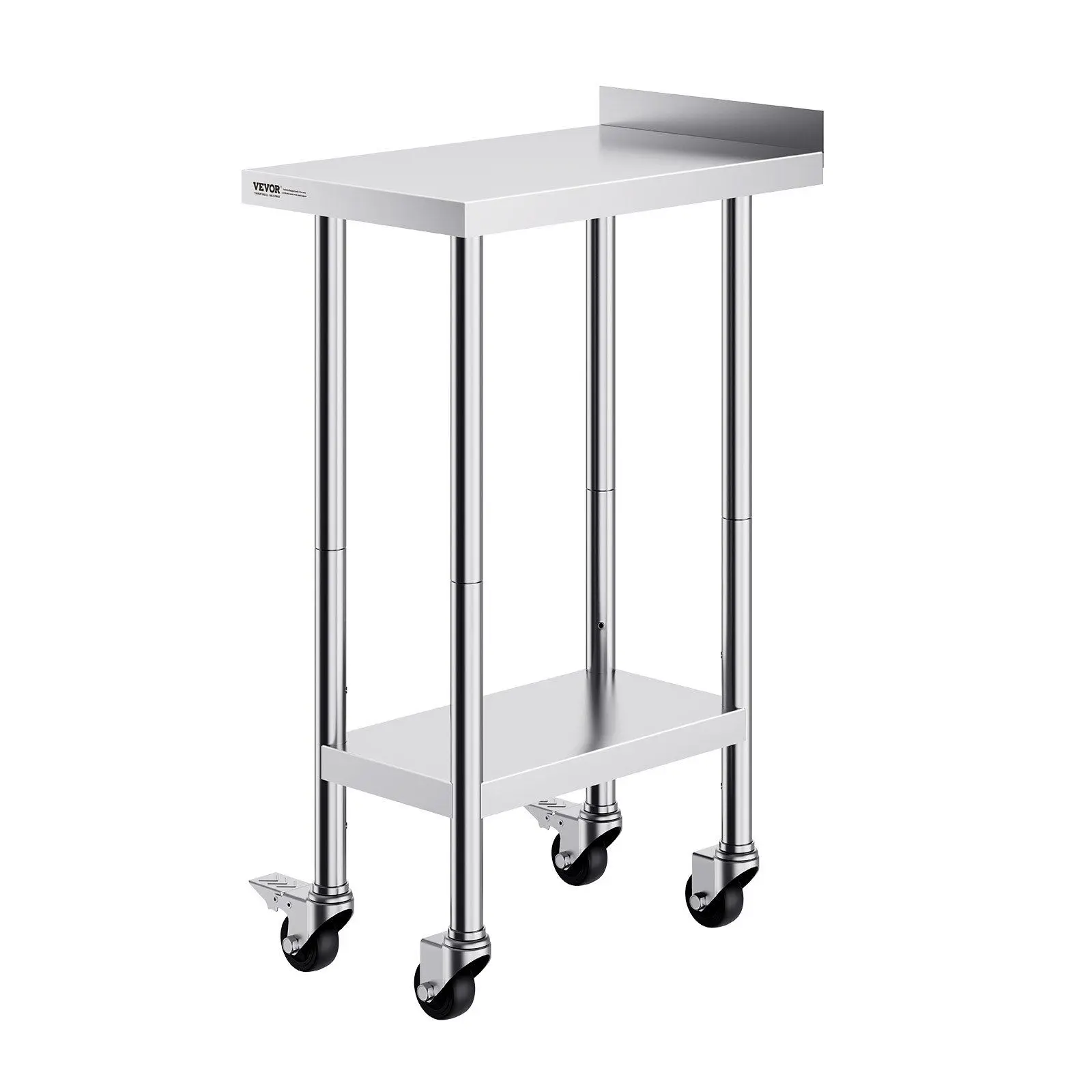 

24x15x40" Stainless Steel Work Table – Adjustable Height, Heavy-Duty with Casters for Restaurant, Home & Hotel