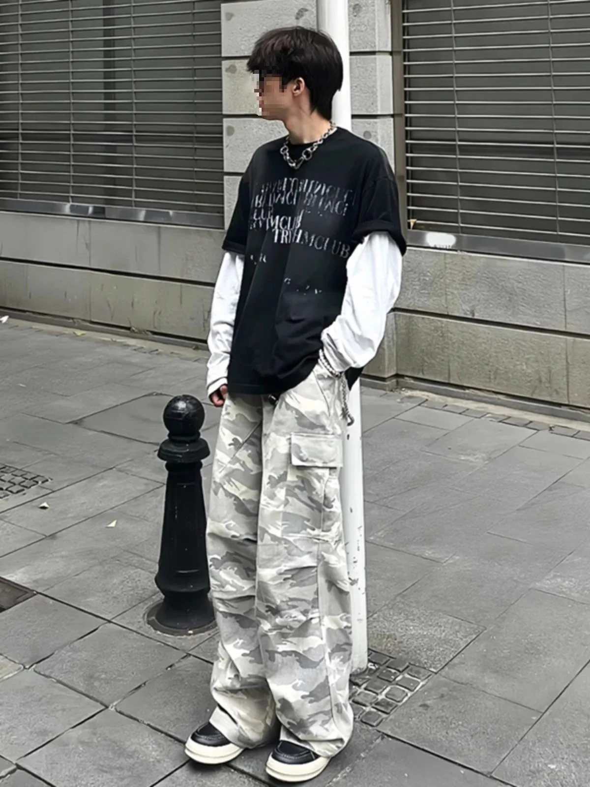 

Cargo Pants Men Baggy Streetwear Y2K Drawstring Trousers Wide Leg Pants