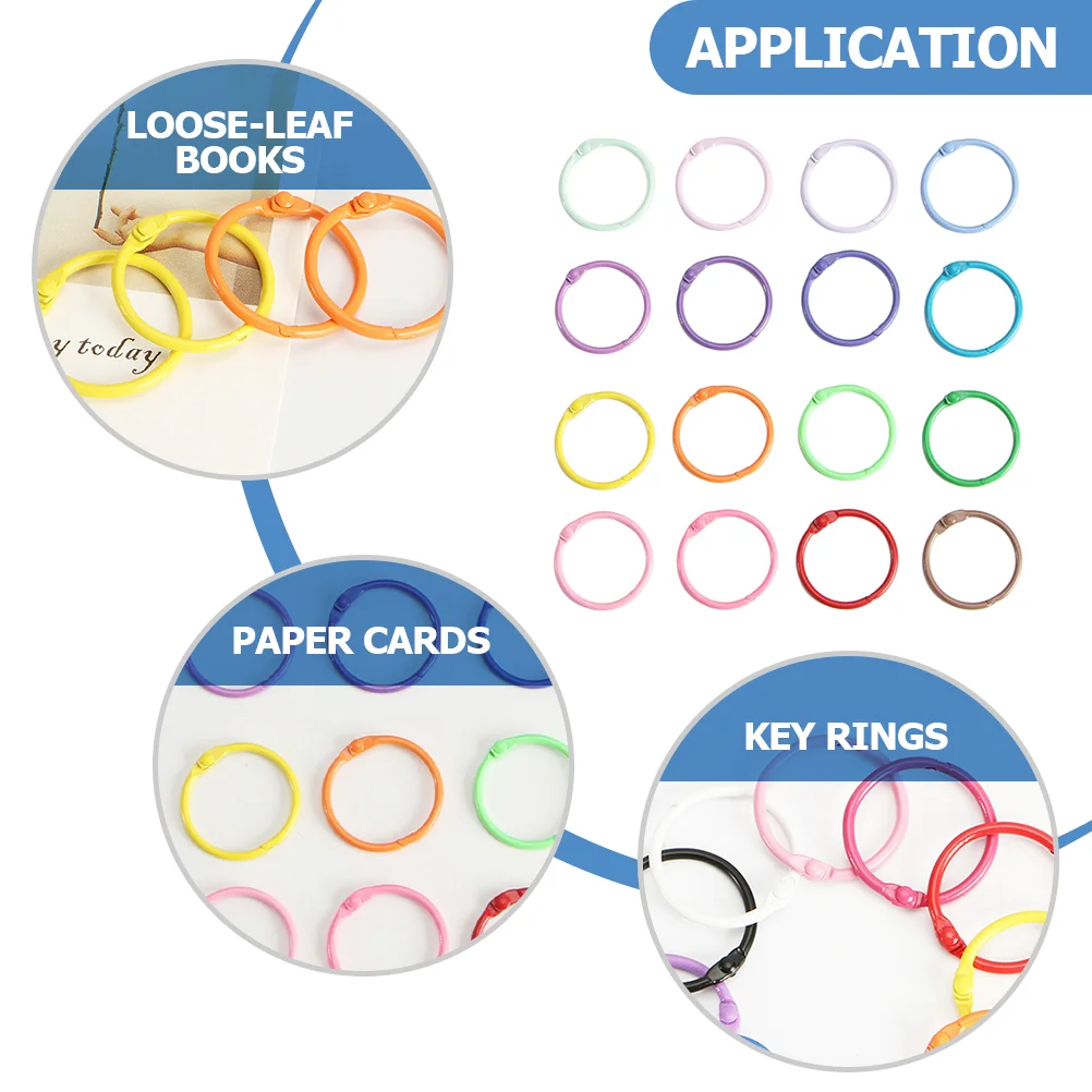 50 Pcs Manual Binder Ring Office Keychains Large Rings Metal Gold Book Accessory