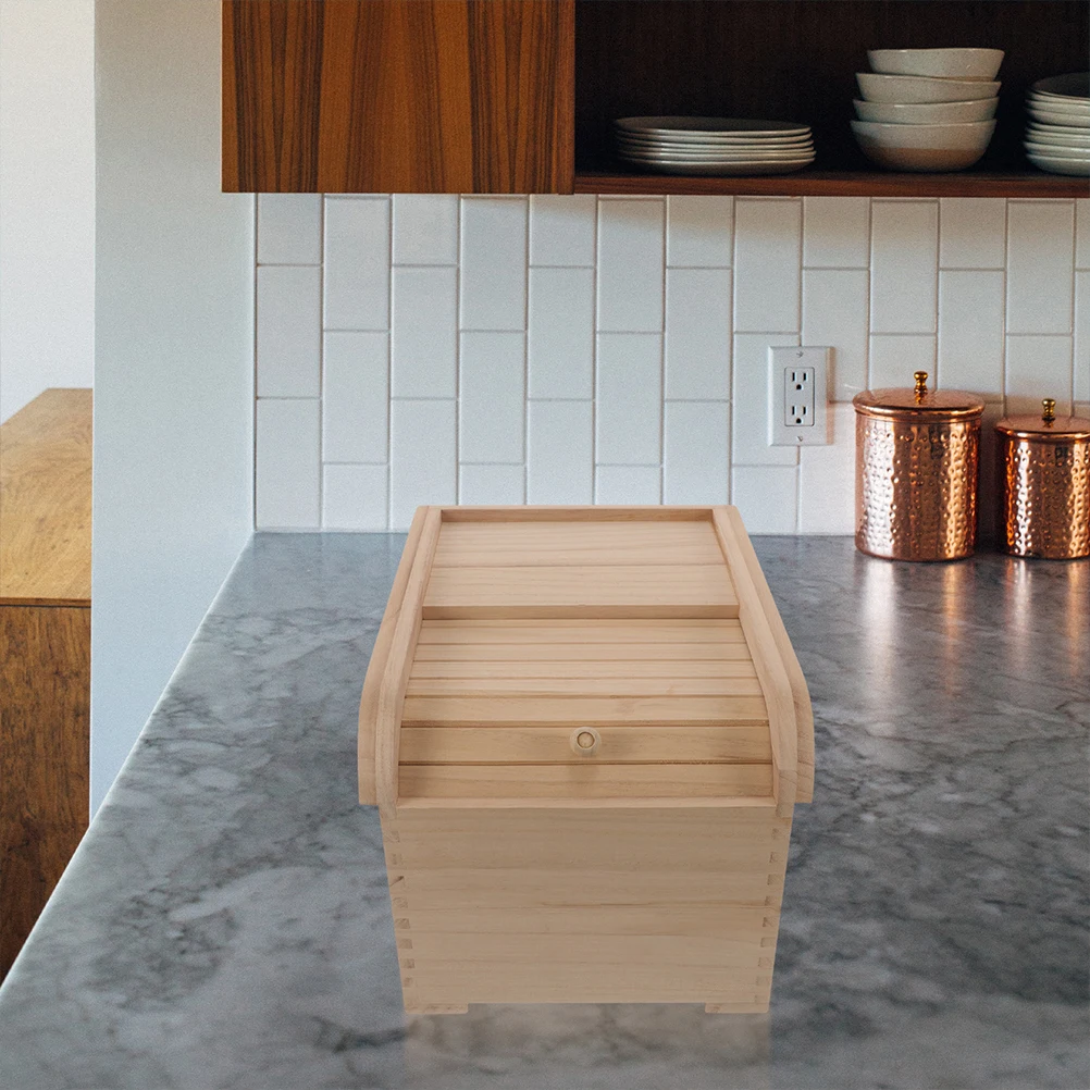 

Rice Storage Container Wooden Grain Keeper Dry Food Organizer with Tight Seal Lid for Cereal Beans Pantry Storage Solutions