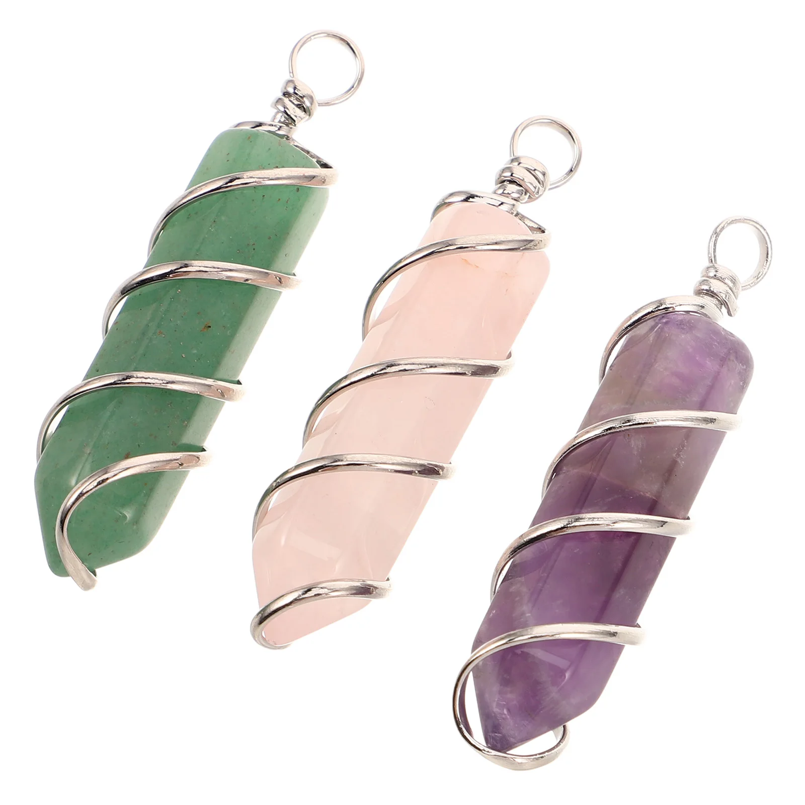 

3pcs Hexagonal Crystal Pendant Necklace Natural Agate Stone Mystical Pendulum Versatile for Car Mirror Hanging