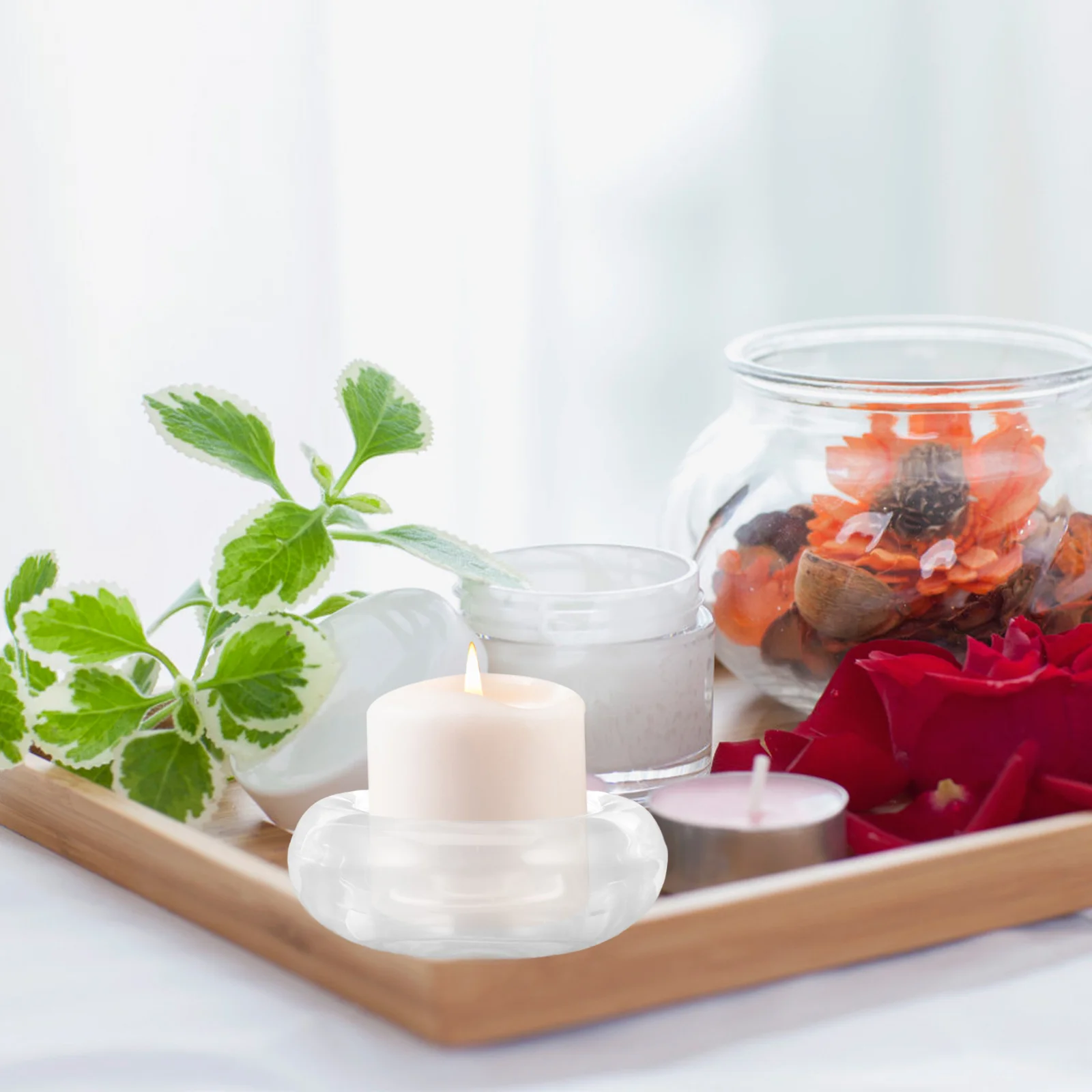 

4Pcs Glass Holders Clear Small Cylinder Cups Sturdy Tealight Holders for Home Wedding Banquet Decorative Use