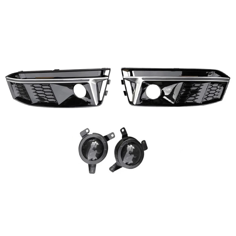 

FYBL-Front Bumper Fog Light Grille Fog Lamp Frame For A4 S-Line S4 B9 2017-2018