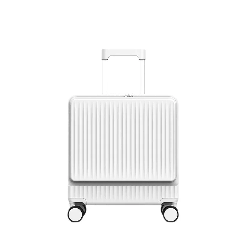 Valise Embarquement à Ouverture Frontale pour Homme et Femme, Cadre en Aluminium Silencieux, Boîte de Voyage avec Mot de Passe, 18 Pouces