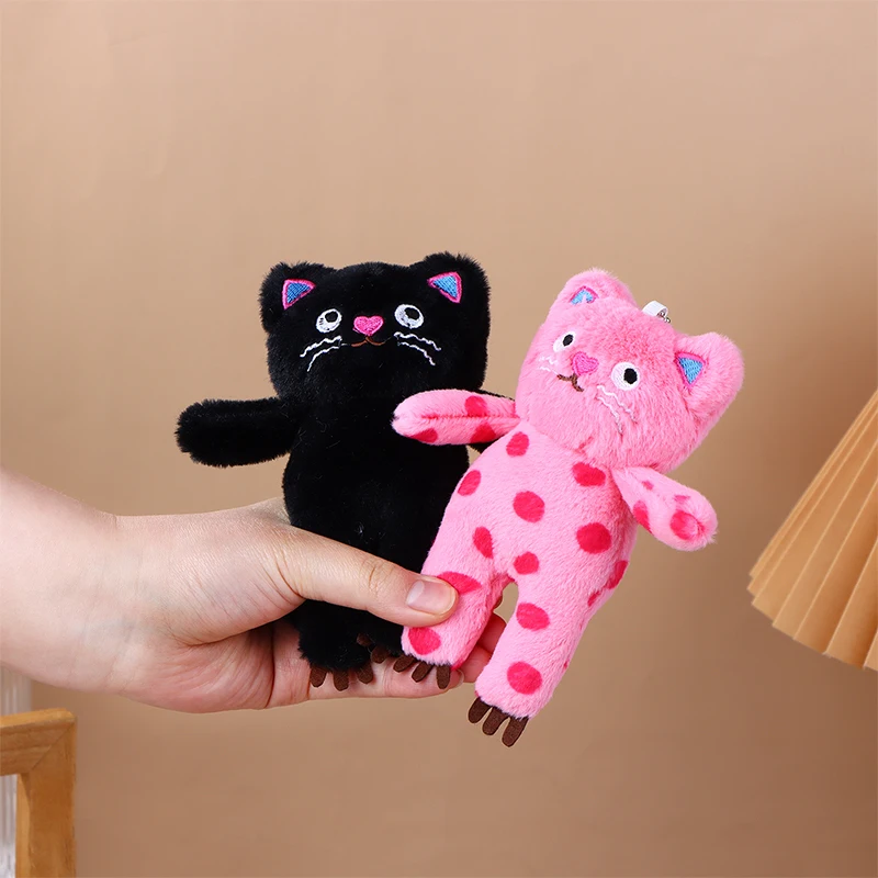 Cute Cat Keychain Plush Doll Toys Pendant Cartoon Little Black Cat Kitten Keyring Pendant Backpack Charms Bag Decor Child Gifts