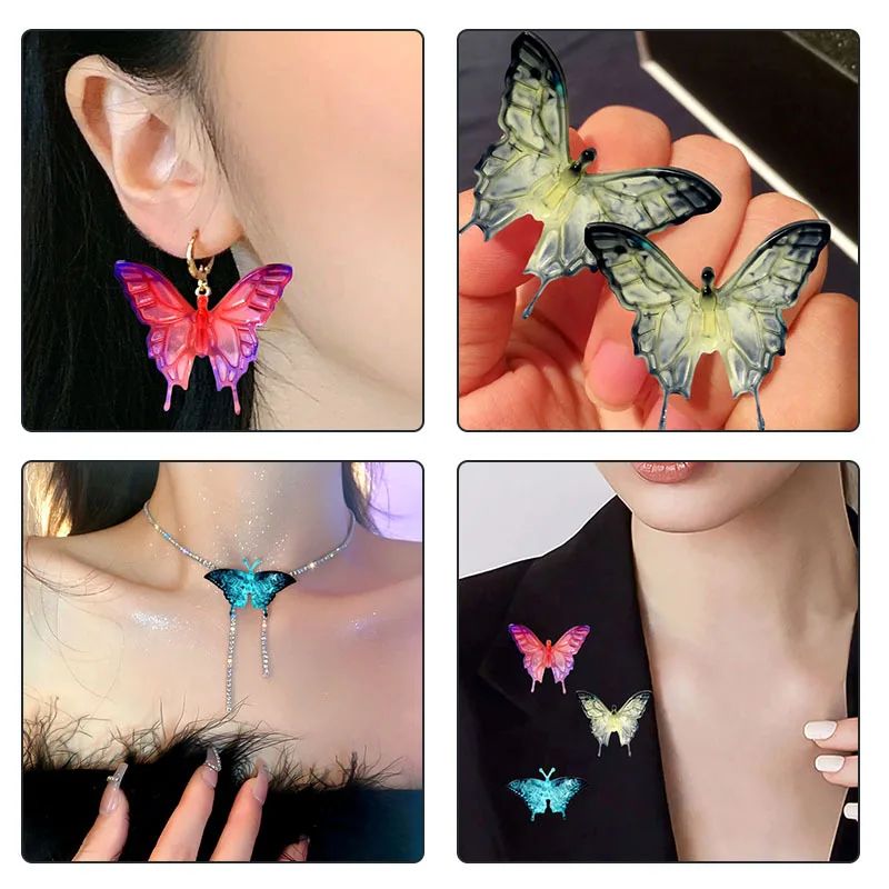 3D Butterfly Wing Earring Aeolian Bells Silicone Mold for DIY Epoxy Resin Craft Pendant Jewelry Making Findings