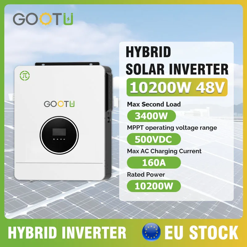 

GOOTU 10200W Pure Sine Hybrid Solar Inverter Converter 10.2KW 48V 230VAC MPPT Controller 160A for Solar Panel Home Improment