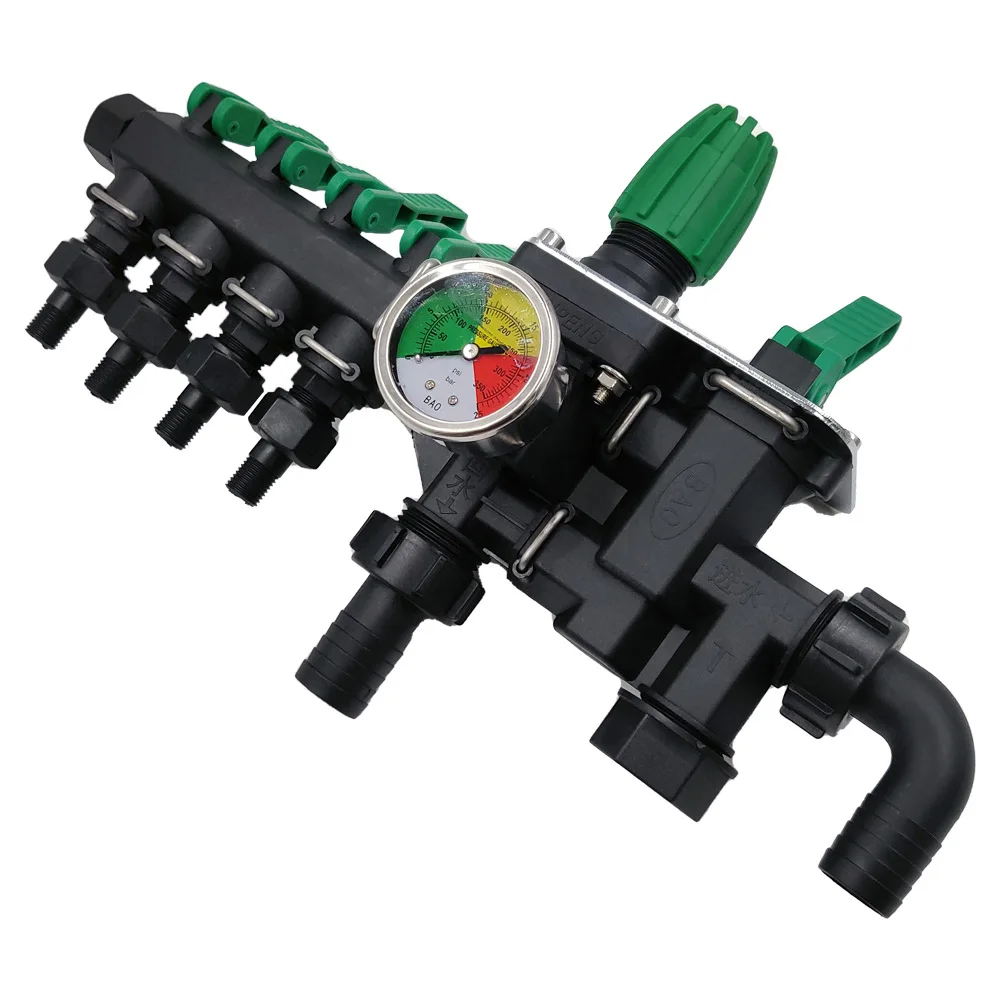 Modification of the controller for agricultural tool sprayer to add a 4-way water distribution valve and a water control device.