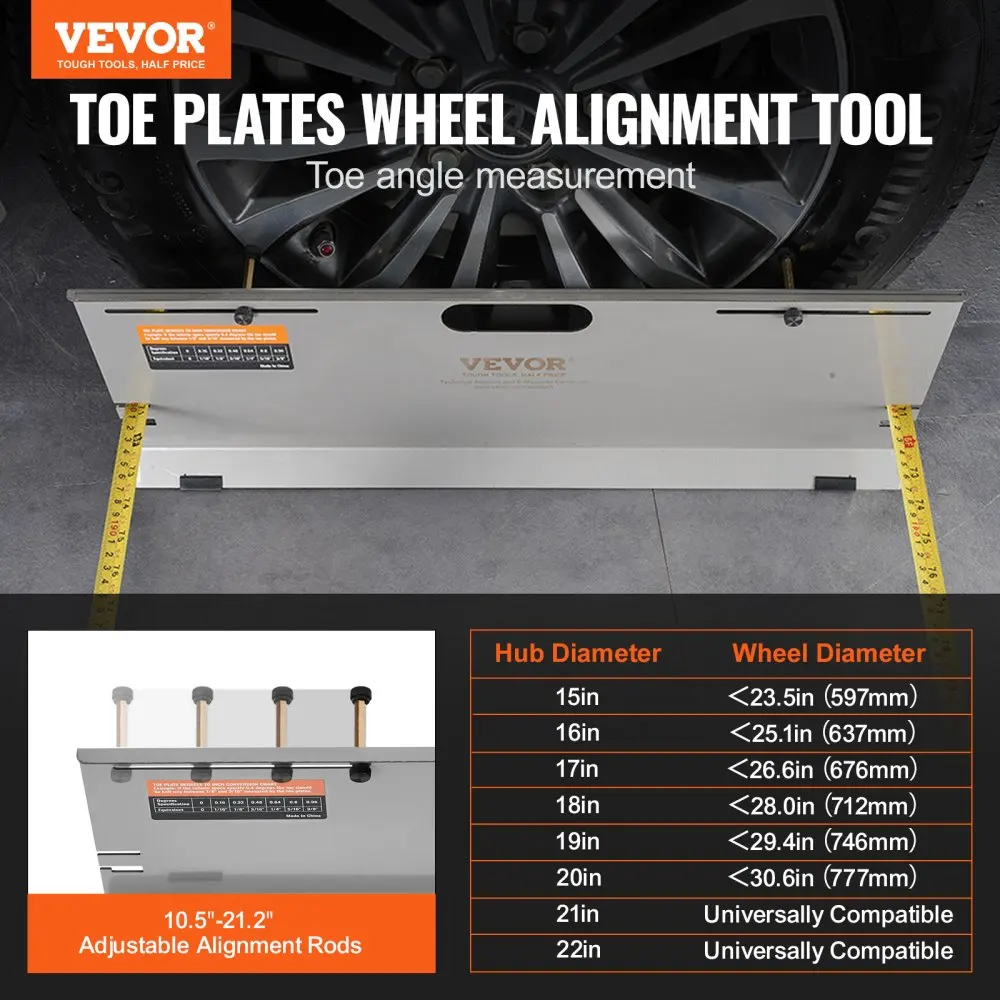 VEVOR Wheel Alignment Tool 2-Pack Alignment Tool Toe Plates Stainless Steel Toe Angle Measurement Tool Plate