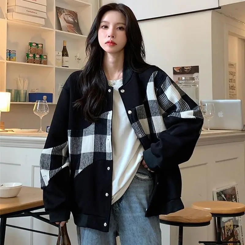 

Korean Style Women Baseball Jackets Vintage Oversized Streetwear Harajuku Hip Hop Female Coat Fashion Autumn All-match