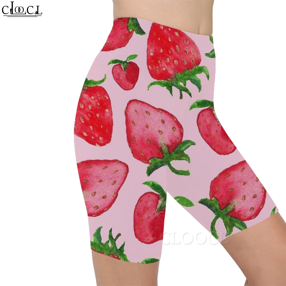 CLOOCL Fashion Workout Frauen Legging Nette Erdbeere Druck Casual Frauen Sexy Gym Jogginghose für Weibliche Gym Sport Shorts