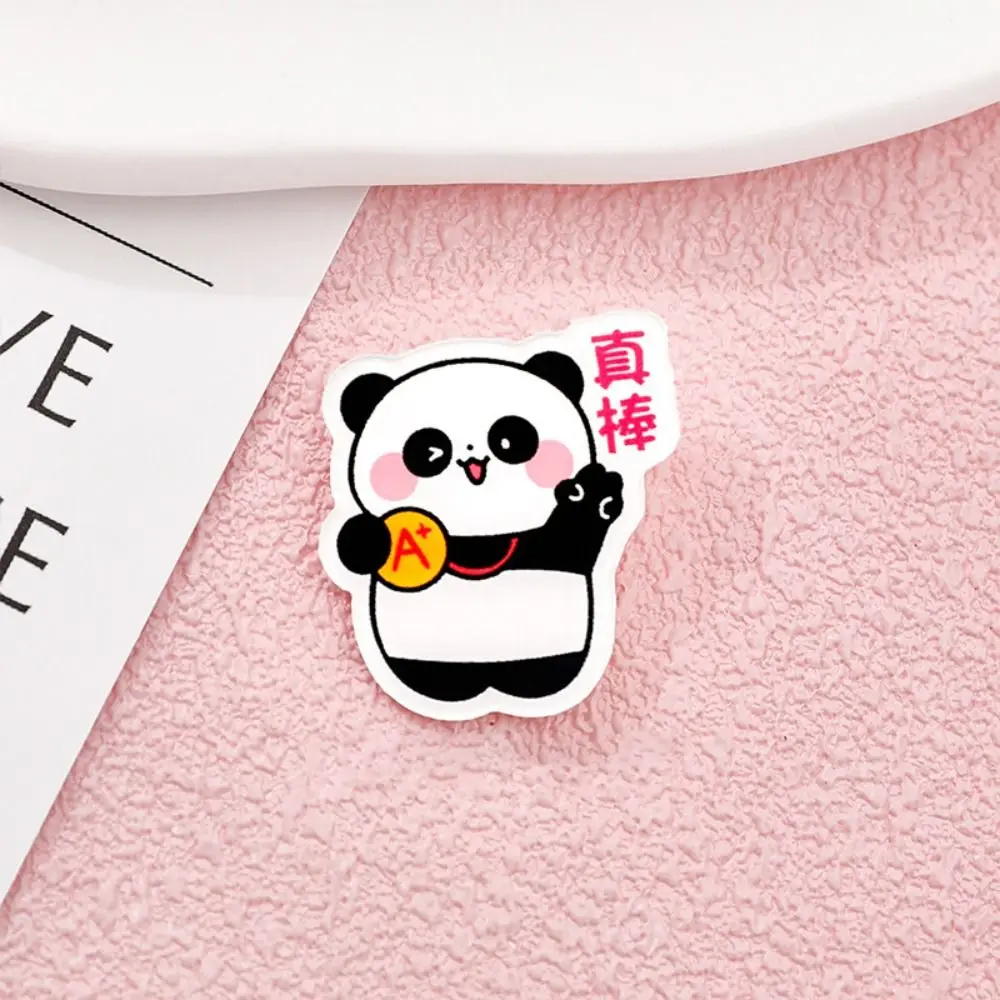 Cute Panda Brooch Creative Cartoon Inspirational Word Badge Personality Panda Series Design Children's Acrylic Badge Student