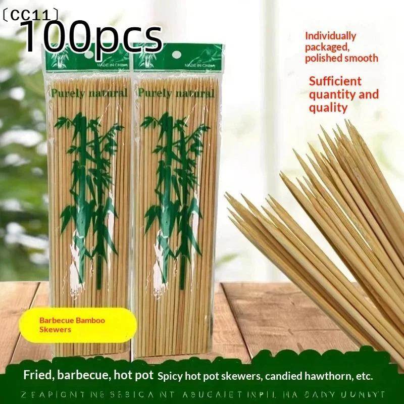 100PCS/Pack Natural BBQ Skewers Bamboo Sticks 15/20/25/30cm Disposable Fruit Sticks Kabob Sticks For Grilling, Fruit, BBQ〔CC11〕