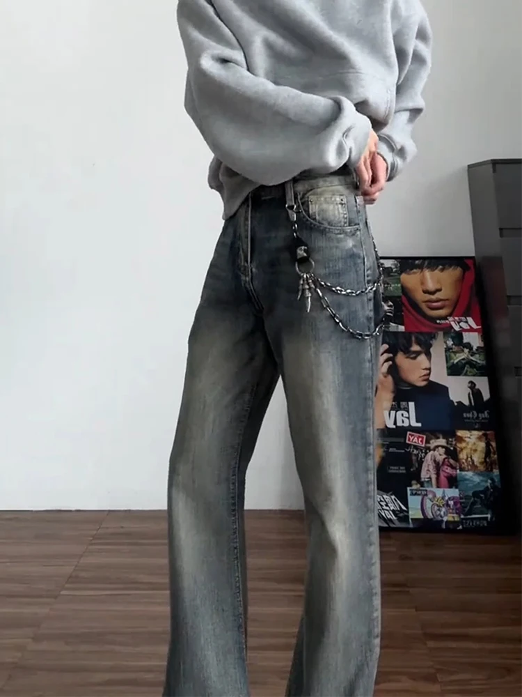 

Waed American High Street Cleanfit Men's Jeans Winter Trendy Brand Micro Flared Pants Street Sle Casual Wear All Seasons