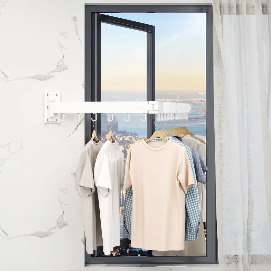 

Drying Rack,Laundry Drying rack,Wall Mounted Clothes Rack,Clothes Hanging Rack,Laundry Rack Wall Mount,Folding Retractable Colla