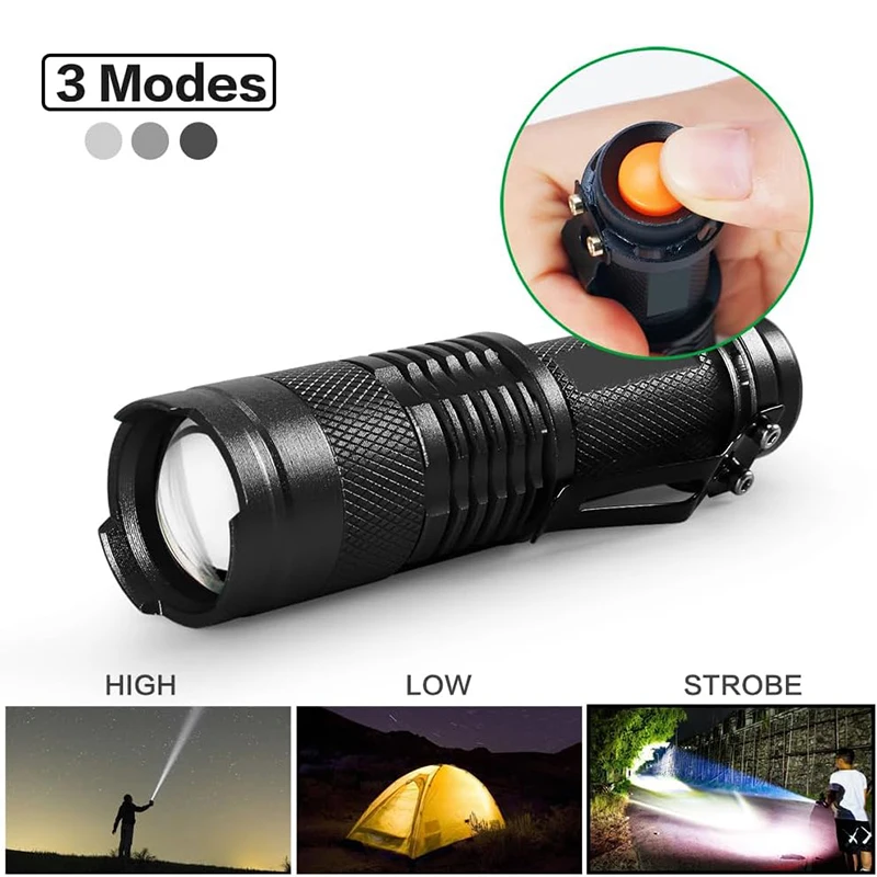 2 Pcs Flashlights Mini Super Bright LED Flashlight Set with Pen Clip Emergency Light Torch Portable High Lumens Flashlight