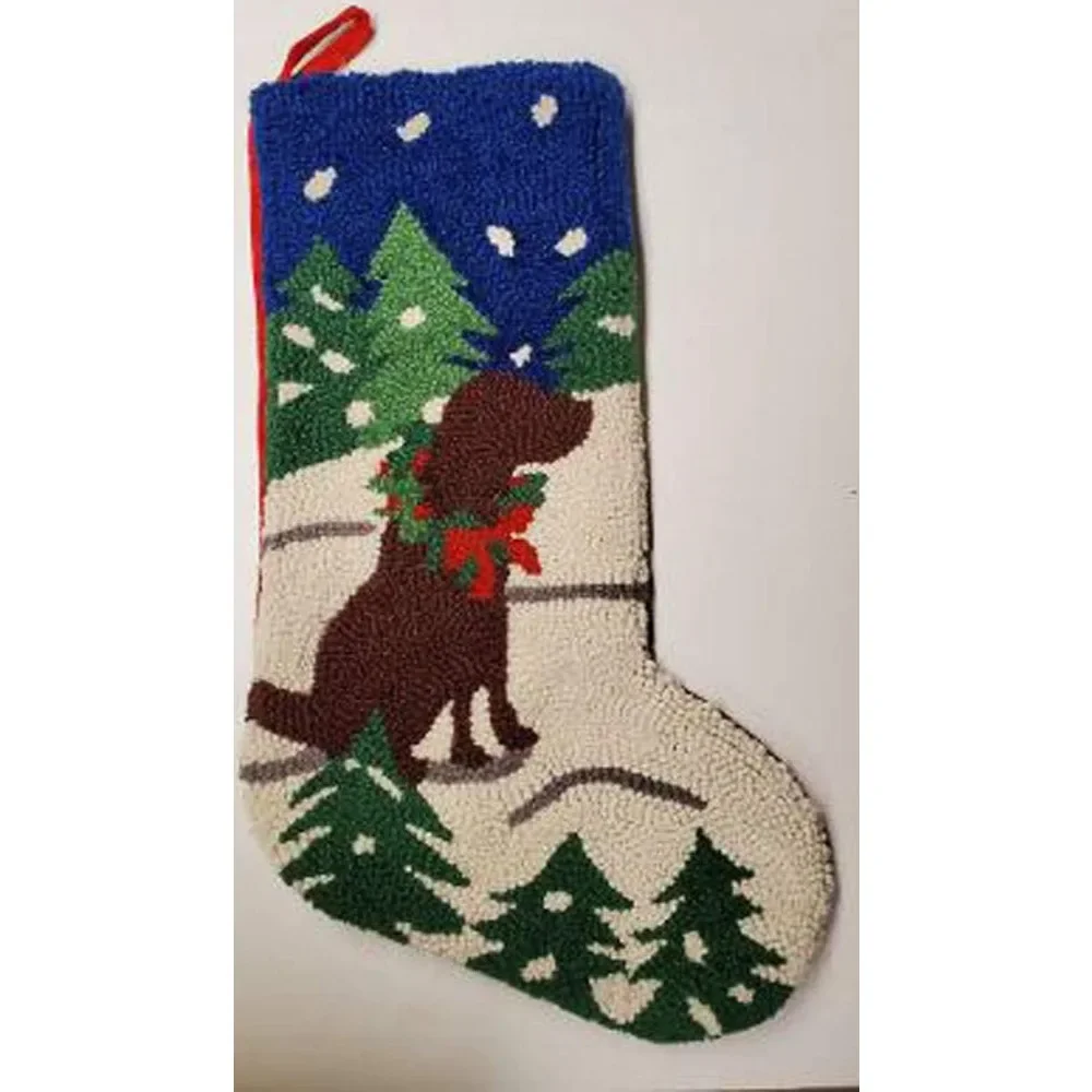 Snowy Mountain Chocolate Labrador Retriever Christmas Stocking - 21