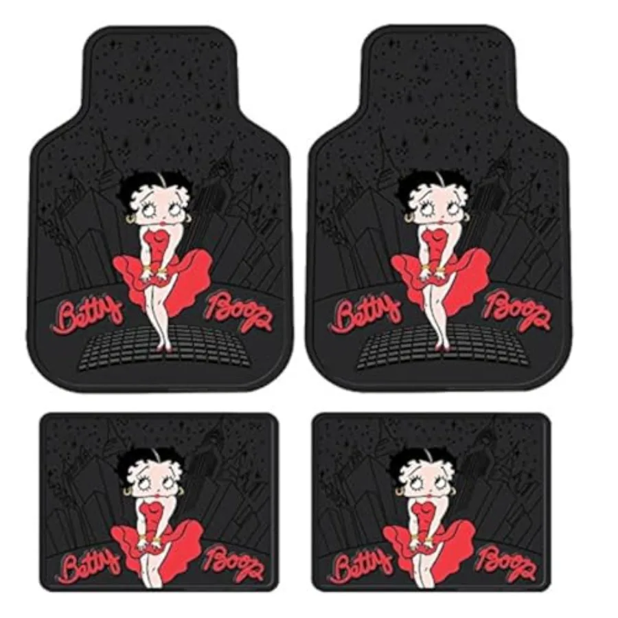 

4PC Front Rear Rubber Floor Mats Set Betty Boop NY New York City Sky Line