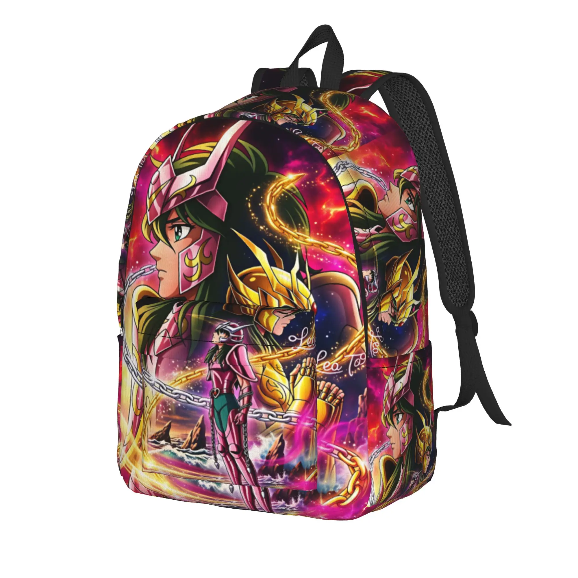 Saints Seiyas Gold Saints Backpack  Female Polyester University Backpacks Breathable Novelty High School Bags Rucksack