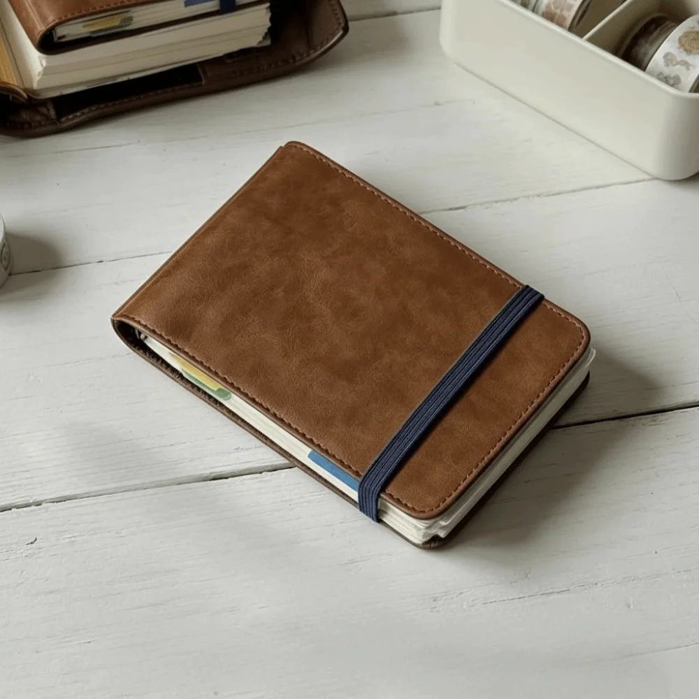 3 Holes Binding Loose Leaf Notebook with 40Sheets Blank/Line Inner Page Pocket Notebook Mini Stationery Notebook