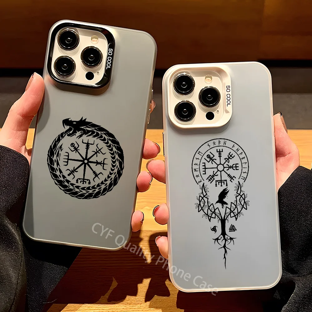 

V-viking V-vegvir Logo Phone Case For Apple 11 12 13 14 15 16Pro Max Plus Protect Plating Phone Cover