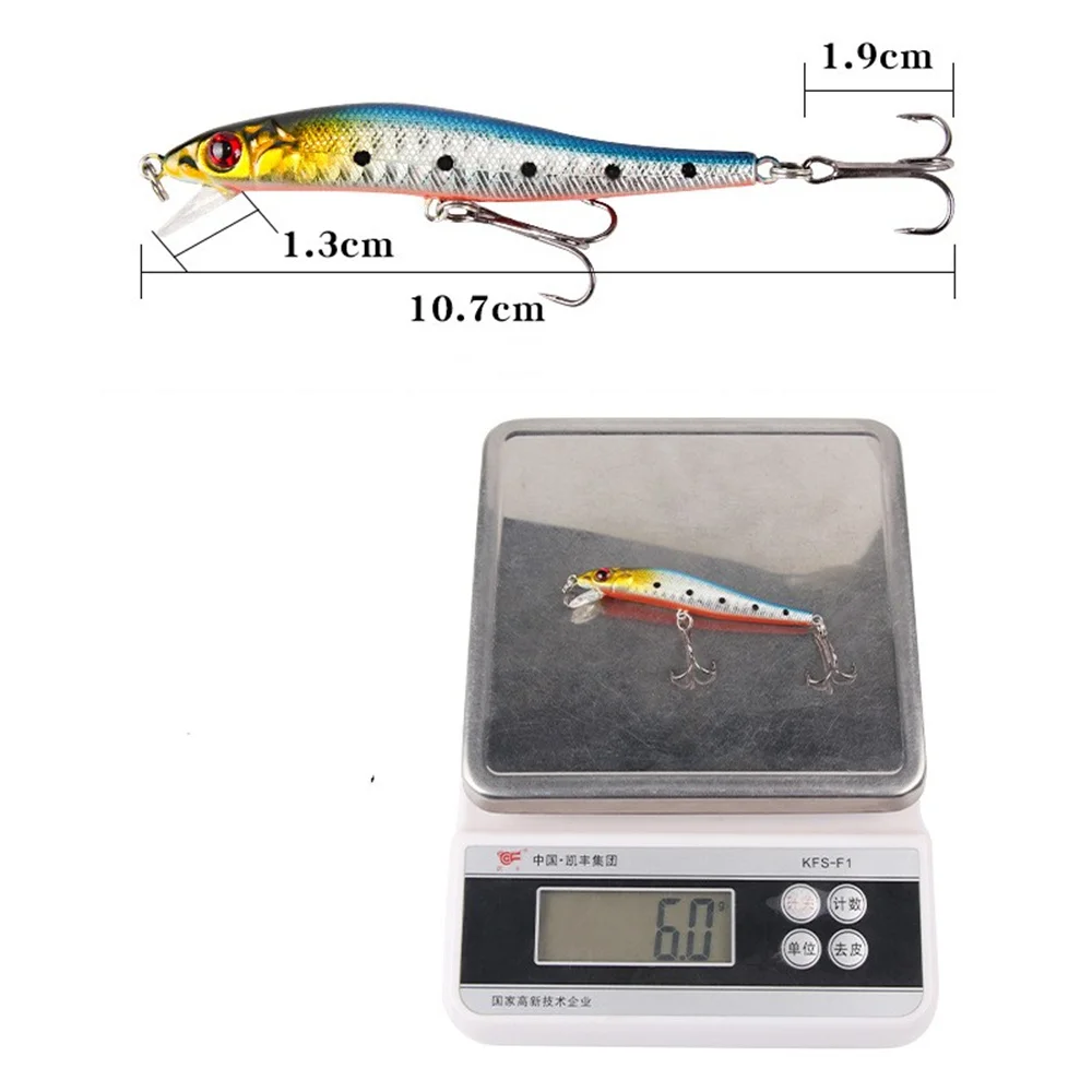 釣り用の高品質ハードベイト,魚を捕まえるためのルアー,ミノー,パイク,シーバス,釣り道具,6g,10.7cm,1ユニット