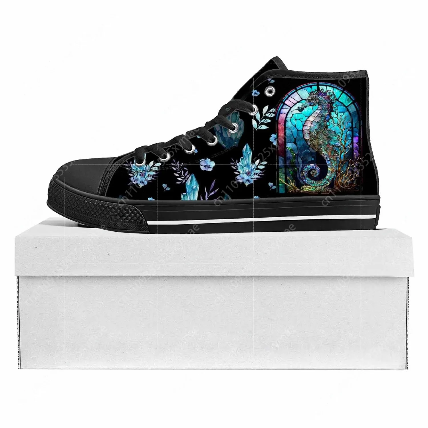 

Seahorse Ocean Series High Top High Quality Sneakers Mens Womens Teenager Canvas Sneaker Custom Made Shoe Casual Couple Shoes
