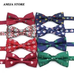 New Christmas Bowtie Festival Theme Tie Fashion Parent-Child  Butterfly Adult Kid Snowflake Santa Jacquard Cravats Party Gifts