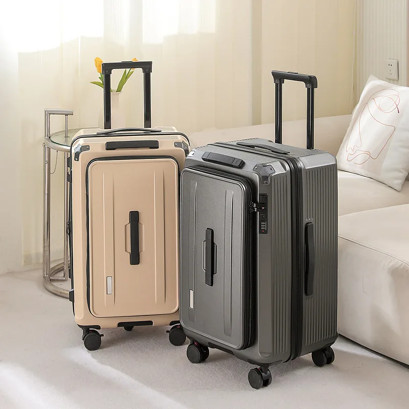 

New side-opening large-capacity expandable luggage with silent swivel wheels, 20,24,28-inch thick handle password suitcase
