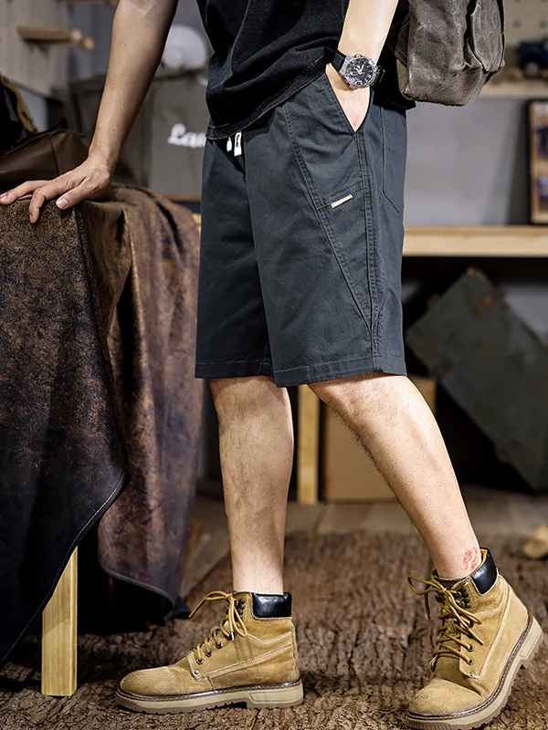 American Sle Workwear Ort Hosen Herren Sommer Dünne Faion Lose Oberbekleidung Fünfviertel Gerade Freizeithose