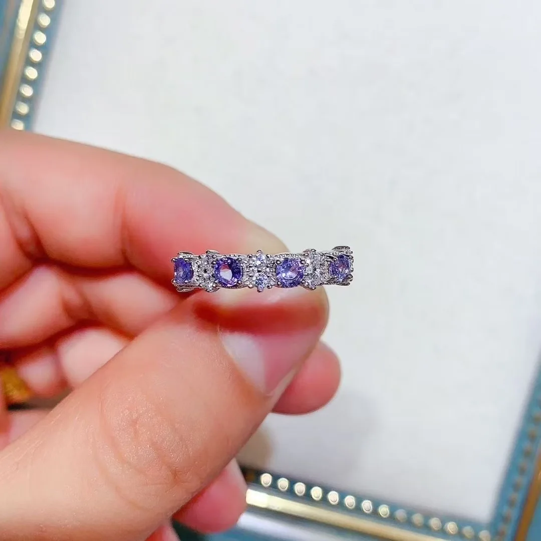KJJEAXCMY High End Women's Ring Natural Tanzanite S925 Silver with Electroplating Boasting High Clarity Full Brilliance Gift