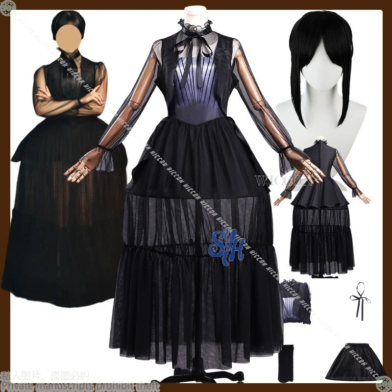 

Dead Dance Horror Halloween Ball Never More Anime Movie Cosplay Goth Black Evening Dress Sexy Vintage Lolita Jirai Kei Girls