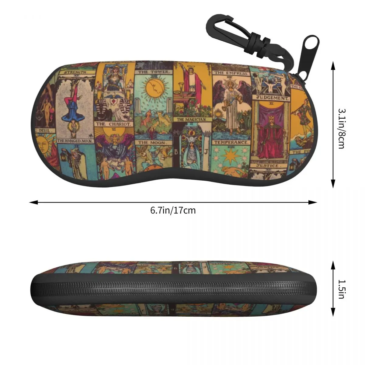 The Major Arcana Of Tarot Vintage Patchwork Shell Glasses Case Occult Witch Spiritual Eyeglasses Case Sunglasses Protector Box